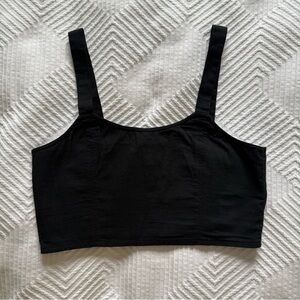 Aerie Black Cropped Linen Tank